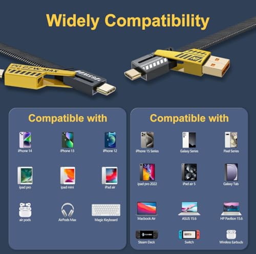 Universal 4-in-1 Fast Charging Cable Compatible with iPhone & Android
