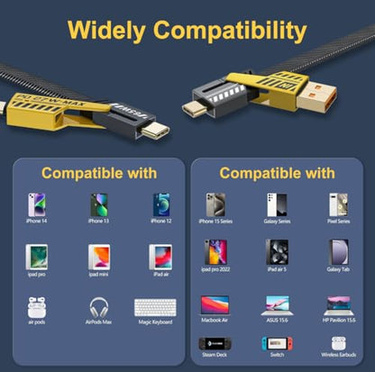 Universal 4-in-1 Fast Charging Cable Compatible with iPhone & Android