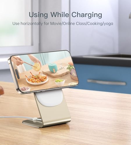 Magnetic Wireless Charger Stand + Charging Pad for iPhone Duo/18-12 Series - color: Gold
