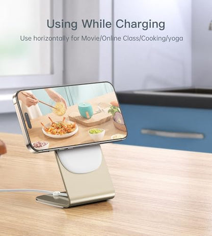 Magnetic Wireless Charger Stand + Charging Pad for iPhone Duo/18-12 Series - color: Gold