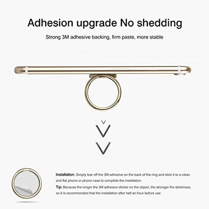 [2 Pack] Small Round Sparkling Cell Phone Ring Holder Stand,360 Degree Rotation and 180 Degree Adjustable Finger Ring Kickstand with Polished Metal Phone Grip (Gold)