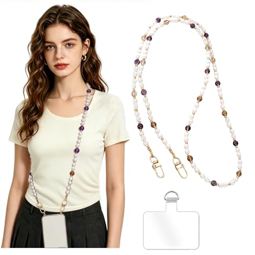 Phone Lanyard, On-the-Go Universal Crossbody Strap Neck Lanyard with Phone Tether Patches for Most Cellphones - color: T