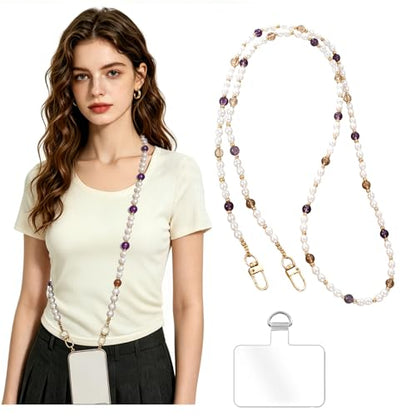 Phone Lanyard, On-the-Go Universal Crossbody Strap Neck Lanyard with Phone Tether Patches for Most Cellphones - color: T