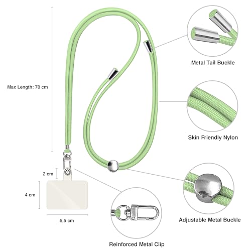 TBOC 2X Cell Phone Lanyard [Light Green] - Comfortable Universal Smartphone Lanyard - Easy to Use Neck Phone Holder [White Ice Patch] Adjustable Length Phone Strap Crossbody - Fits All Mobile Phones - color: Light Green