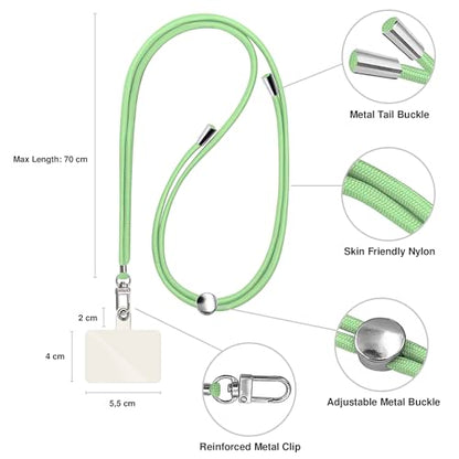 TBOC 2X Cell Phone Lanyard [Light Green] - Comfortable Universal Smartphone Lanyard - Easy to Use Neck Phone Holder [White Ice Patch] Adjustable Length Phone Strap Crossbody - Fits All Mobile Phones - color: Light Green