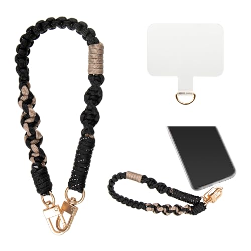 Phone Wrist Strap, Universal Chain with Tether Tab, Nylon Wristlet Charm, Anti-Loss Cell Phone Lanyard (Black)