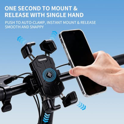 Bike Phone Mount & Holder, Motorcycle Phone Mount, Phone Holder for Bike, Ebike Phone Holder, 360° Rotatable, Quick Release, Anti-Shake, Fits 4.5"-7.2" for Bicycle, Scooter