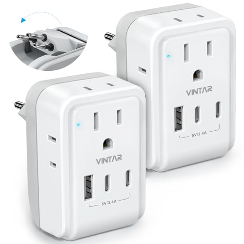 VINTAR Brazil Power Adapter 2 Pack, Foldable US to Brazil Travel Adaptor - style: Type N - Brazil
