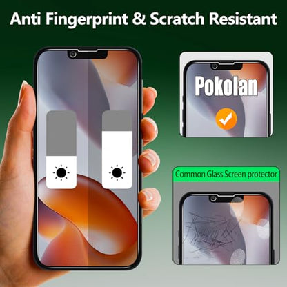 Pokolan 3 Pack Privacy Screen Protector for iPhone 14 Tempered Glass Film - size: iPhone 14