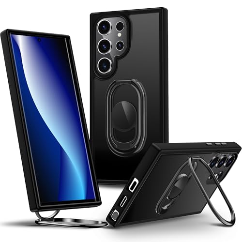 Shields Up for Samsung Galaxy S25 Ultra Case with Stand, Galaxy S25 Ultra Case with Double Ring Holder [Adjustable & Foldable] Protective Translucent Matte Cover for Samsung S25 Ultra - Frosted Black - color: Frosted Black, size: Galaxy S25 Ultra