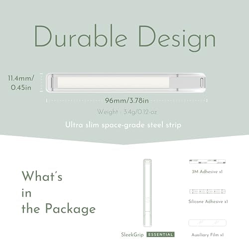 SleekStrip SleekGrip-Essential Ultra Thin Phone Grip Stand,Slim Metal Finger Loop Ring Hand Holder Strap Cell Phone Grips for iPhone 16 Pro Max,17 Air,Android,Case Back - Frosted x Pure White - color: Frosted x Pure White
