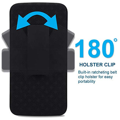 Designed for Moto Z2 Force / Z2 Play Case with Belt Clip Holster | Rugged Holster & Protective Phone Case Combo with Anti-Slip Texture - Black