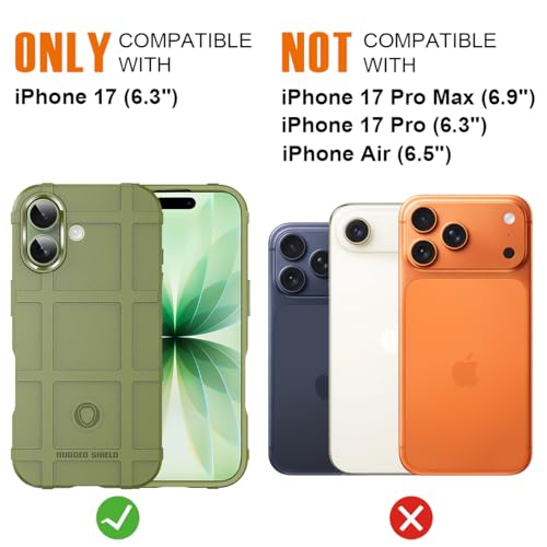 Rugged Shield Case for iPhone 17 (6.3"), 8ft Military Drop Proof, Wear Resistant Tactical Cover, Army Green - color: Army Green, size: iPhone 17