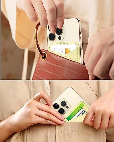 Miroddi for MagSafe Wallet, Ultra-Thin Magnetic Wallet with 2 Card Slots | RFID Blocking, No More Falling, Strongest Magnetic Card Holder for iPhone 17/16/15/14/13/12 Series & Pixel 10, Lemon Yellow - color: Yellow