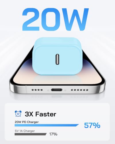 AISNI Fast Charging for iPhone 14/13/12 Fast Charger with 6 FT Long Cable - color: Blue