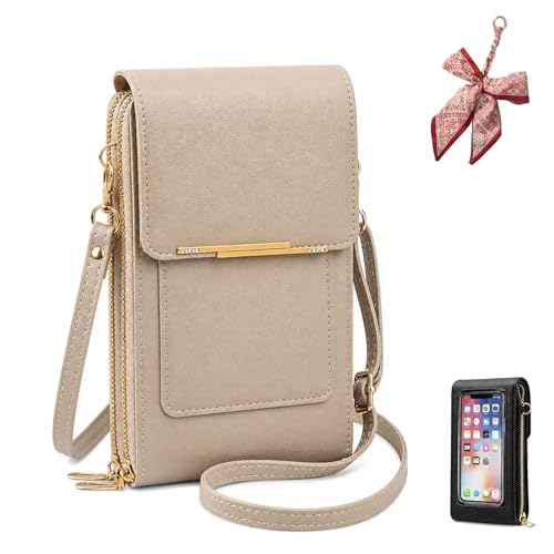 2026 Touchscreen Phone Crossbody Bag for Women, RFID Blocking Leather Mobile Phone Purse - color: Gray