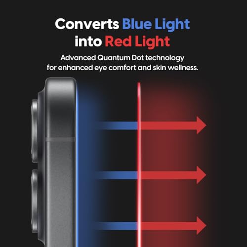 2-Pack for iPhone 17 Red Light Converter Screen Protector, Quantum Dot Technology Converts Blue Light to Red Light for Better Sleep & Eye Comfort, 9H Tempered Glass with Easy-Install Frame (iPhone 17)