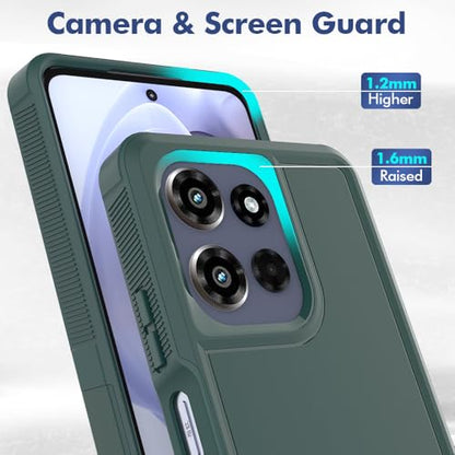 for Motorola Moto G Power 2026 / Moto G Power 2025 Case: Dual Layer Protective Heavy Duty Cell Phone Cover Shockproof Rugged with HD Screen Protector Military Protection Bumper Tough, Dark Green - color: Dark Green (PC) + Dark Green (TPU)