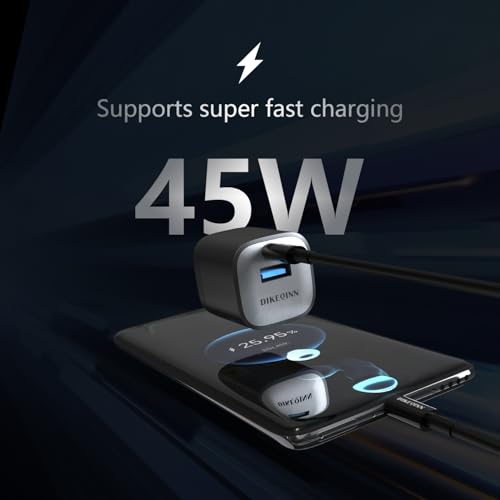 GaN Charger, 45W Fast Charging, Compact and Foldable Plug USB‑C Wall Charger, Compatible with iPhone 17 Series, MacBook, iPad, Samsung Galaxy S25 Ultra/S24 Series (3.3 ft Cable Included) - color: Black