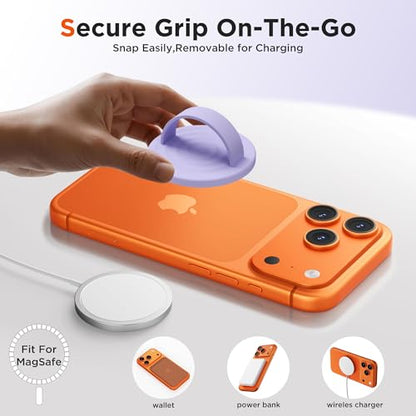 Magnetic Phone Grip Ring, Compatible with MagSafe, Upgraded Liquid Silicone for Secure Comfort, Rotating Finger Loop Ring Grip Holder for iPhone 17/16/15/14/13/12 Pro Max Plus, Lilac Purple - color: Lilac Purple