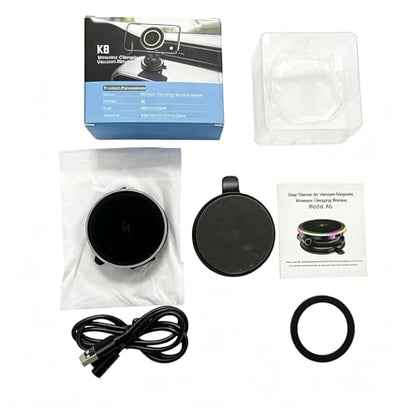 15W Fast Wireless Car Charger, Magnetic Dashboard Phone Holder, 360 Rotating Foldable Bracket, Compatible with MagSafe, Strong N52 Magnet & Gel Suction for iPhone17/16/15 pro and Samsung (Black) - color: Black