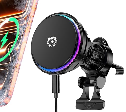 for MagSafe Car Mount Charger TEC Fan Cooling Magnetic Wireless Car Charger - color: Black 2