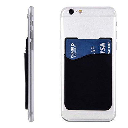 Cell Phone Card Holder for Back of Phone Case. Silicone Stick On Pocket Wallet for iPhone, Android & Other Flat Surfaces, Great for Credit Cards, Business Card, Cash & ID Cards (Black 3 Pack) - color: Black 3 Pack