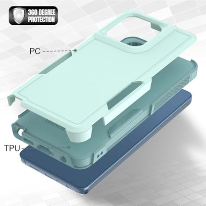 for Moto G Stylus 2025/2026 Case: Dual Layer Protective Heavy Duty Cell Phone Cover Shockproof Rugged with Screen Protector - Military Protection Bumper Tough - for G Stylus 2025/2026, Mint Green - color: Mint Green (PC) + Mint Green (TPU)