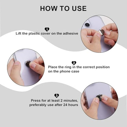 Gosknor 8pcs Heart Cell Phone Ring Holder, Cute Phone Charm Hooks Adhesive Smartphone Finger Ring Grip Sticky Metal Loop Stand for Cellphone Case Pad Tablet DIY Accessories (black) - color: black