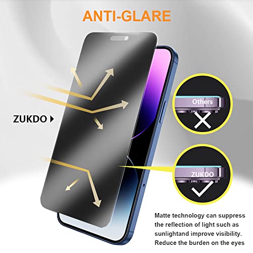for iPhone 14 Pro Max 6.7" Matte Privacy Screen Protector with Camera Lens Protector full coverage Anti-glare anti-spy Tempered Glass Film anti-fingerprint no black border Easy Installation - size: iPhone 14 Pro Max 6.7 inch