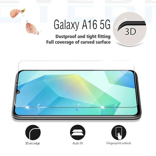 Screen Protector for Samsung Galaxy A16, [2+2 Pack] Tempered Glass for Galaxy A16 5G & Camera Lens Protectors[Ultrasonic Fingerprint Unlock] [Case Friendly] [Bubble-Free] - size: Galaxy A16