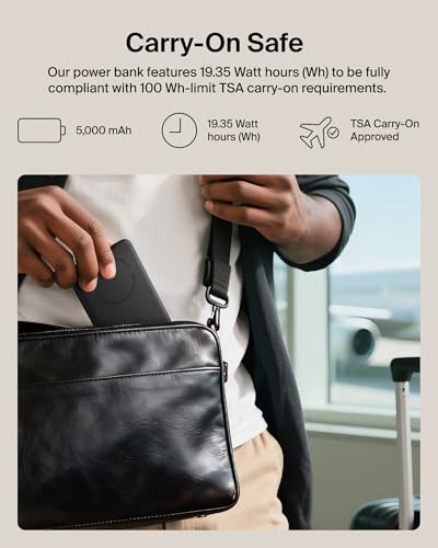Belkin 5K 15W Ultra Slim Portable Power Bank, Supports MagSafe Accessories - color: Black