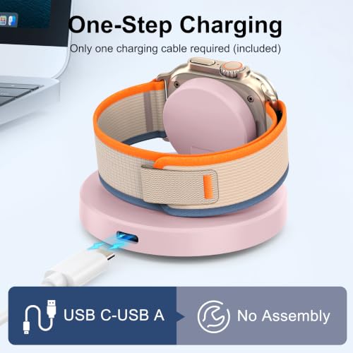 Upgraded for Apple Watch Charger, Foldable Travel Fast Charging Dock - color: Pink, size: USB A