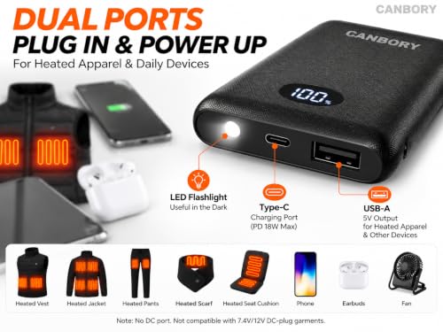 5V 2A Power Bank for Heated Vest, Jacket, Stadium Seats, Chair - size: 5 V 10000 mAh Black