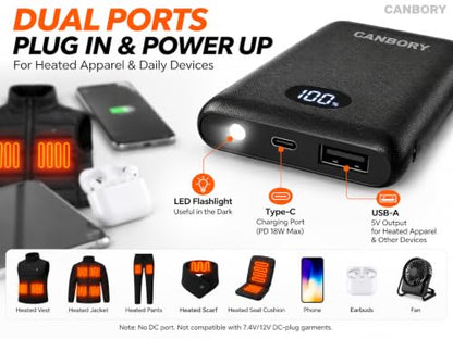 5V 2A Power Bank for Heated Vest, Jacket, Stadium Seats, Chair - size: 5 V 10000 mAh Black