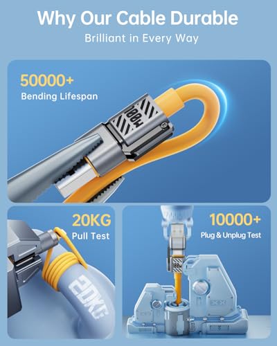 4 in 1 USB C Cable Lightning Cable,100W Fast Charging & Data Transfer - color: Yellow, style: 100W