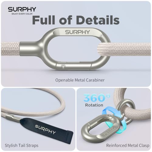 SURPHY Phone Lanyard Crossbody, Phone Strap Crossbody with 2 Tether Tabs - color: Stone