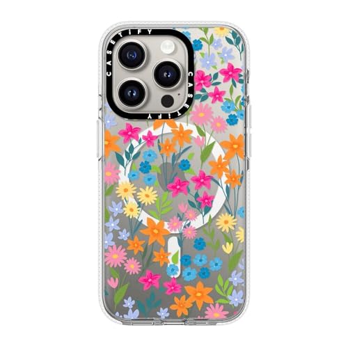 CASETiFY for iPhone 15 Pro Case - Impact Clear Compatible with MagSafe | Not Yellowing | 6.6 ft. 3X Military Grade Drop Protection | bright spring flowers - daisy floral pattern | Clear - color: bright spring flowers, size: Iphone 15 Pro (6.1")