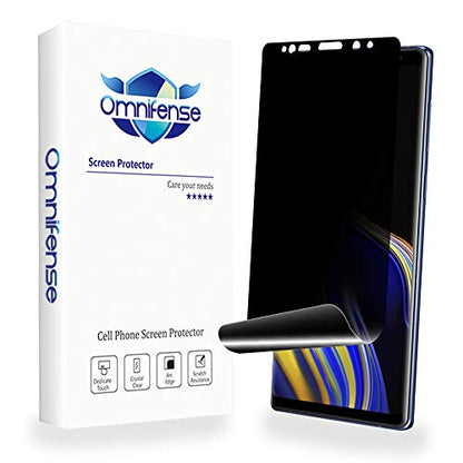 Galaxy Note 9 Screen Protector Privacy, 2-Way Anti Spy Full Adhesive Coverage (2-Pack) Nano Shield 3D Curve Edge Fit Soft Film (NOT Tempered Glass) for Samsung Note 9 and 1-Pack Back Skin Protector