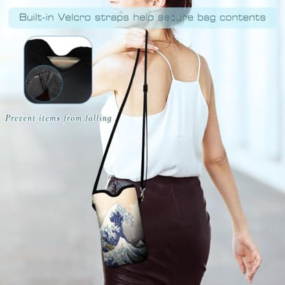 Cell Phone Sleeves Bag Case Crossbody Neoprene Holder Lanyard Phone Pouch for Women Men 7.5 X 4.5 Inches - Sea Waves - color: Sea Waves