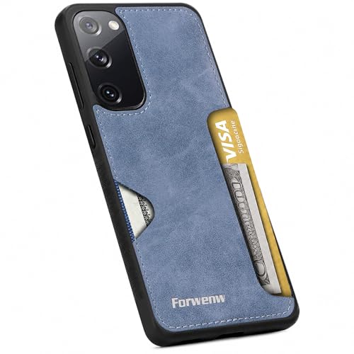 for Samsung Galaxy S20 FE Case with Card Slot, Leather Back Shockproof Protection Cover, Ultra-Thin Wallet Phone Case, for Samsung S20 FE 5G Card Slot Case with Card Holder (Blue) - color: Blue, size: S20 FE