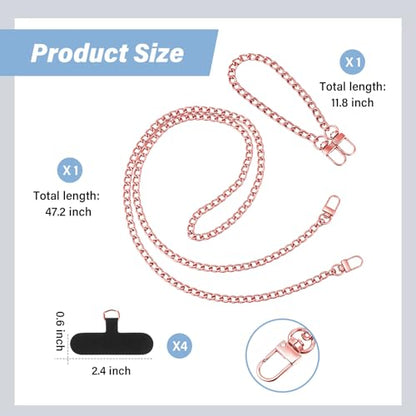 Canlierr 2 Pack Phone Chain Crossbody, with Tether Tab, Rose Gold - color: Rose Gold
