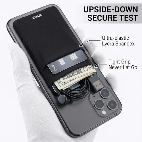 RFID Blocking Phone Card Wallet - Double Secure Pocket - Ultra-Slim Self Adhesive Credit Card Holder Card Sleeves Phone Wallet Sticker All Smartphones(Black)-2PC - color: Black