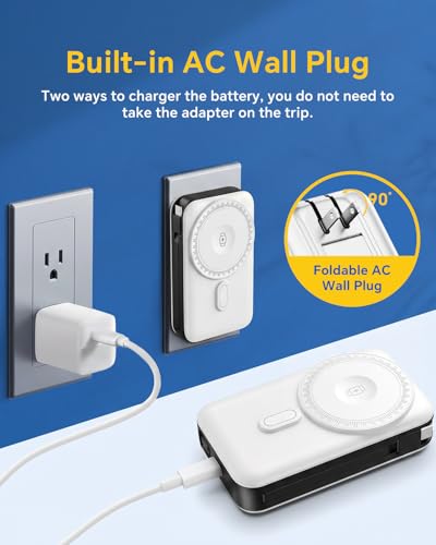 for Magsafe Battery Pack, Real Capacity 10000mAh with AC Wall Plug Charger - color: White