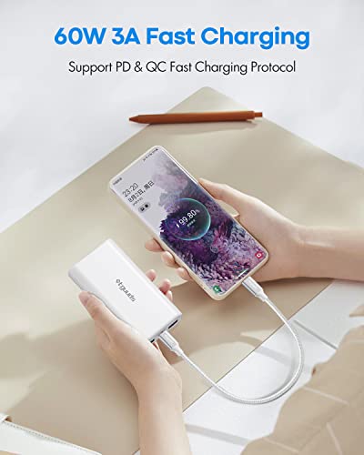 etguuds USB C to USB C Cable 1ft, 2-Pack 60W C to C Cable Fast Charging - color: White, size: 1ft