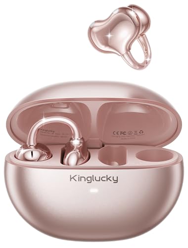 Kinglucky Upgraded Clip-On Earbuds, Open Ear Wireless Earbuds Bluetooth 6.0 - color: Rose Gold