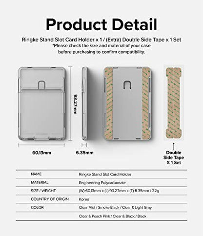 Ringke Stand Slot Card Holder [Phone Wallet Stick on + Stand] ID & Credit Card Holder for Phone Case, Solid Card Wallet with Phone Kickstand Compatible with iPhone Galaxy Android - Clear Mist - color: Clear Mist