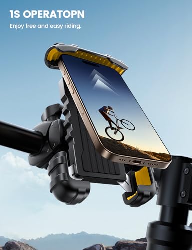 Lamicall Bike Phone Holder Mount - Motorcycle Handlebar Phone Mount Clamp, One Hand Operation ATV Scooter Phone Clip for iPhone 15/14 Pro Max/X/XS, Galaxy S10 and 4.7"- 6.8" Cellphone - Yellow - color: Yellow