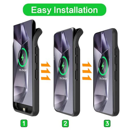 Battery Case for Galaxy S24 Ultra, Upgraded 12000mAh Battery Pack Rechargeable Charger Case with Wireless Charging Compatible for Galaxy S24 Ultra(6.8 inch) External Charging Cover (Black) - size: Galaxy S24 Ultra