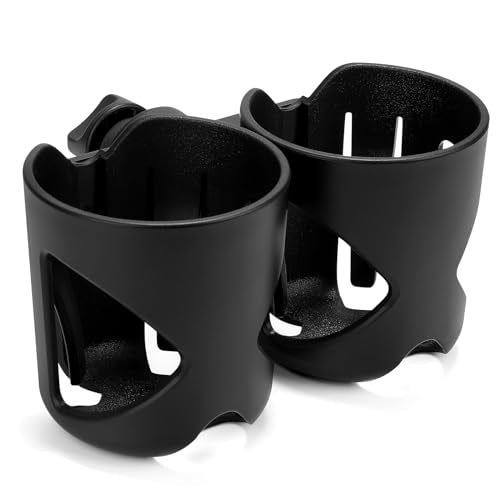 Accmor Stroller Cup Holder, Cup Holder for Walker Bike Wheelchair - color: Double Cup Holder-Black
